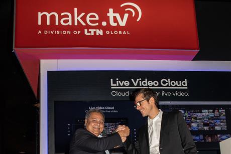 LTN’s Khan (left) and Make.TV’s Jacobi join forces at IBC